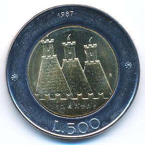 San Marino, 500 lire, 1987