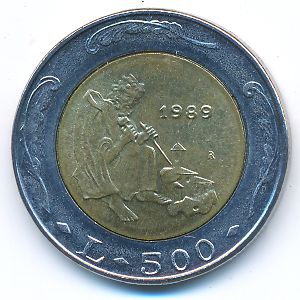 San Marino, 500 lire, 1989