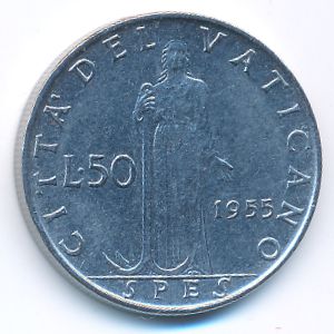 Ватикан, 50 лир (1955 г.)