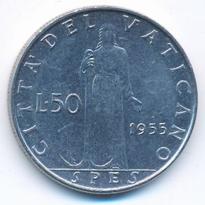 Ватикан, 50 лир (1955 г.)