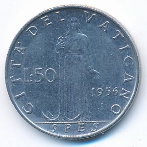 Ватикан, 50 лир (1956 г.)