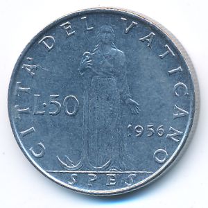 Vatican City, 50 lire, 1956
