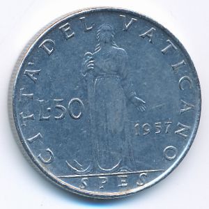 Ватикан, 50 лир (1957 г.)