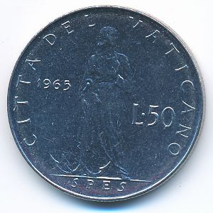 Ватикан, 50 лир (1965 г.)
