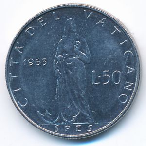 Vatican City, 50 lire, 1963