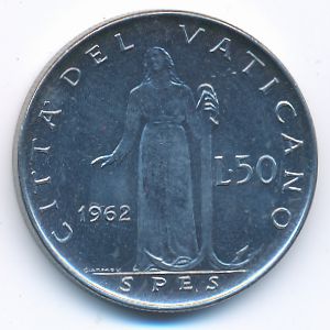 Vatican City, 50 lire, 1962