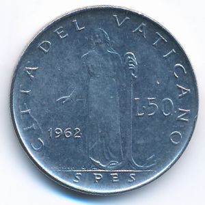 Vatican City, 50 lire, 1962