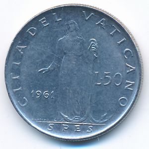 Vatican City, 50 lire, 1961