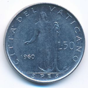 Ватикан, 50 лир (1960 г.)