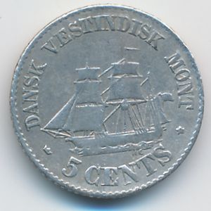 Датская Западная Индия, 5 центов (1859 г.)