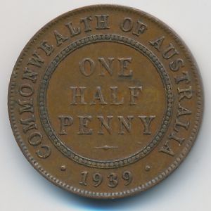 Австралия, 1/2 пенни (1939 г.)