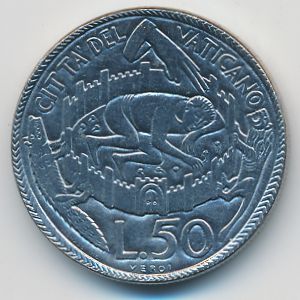 Ватикан, 50 лир (1975 г.)