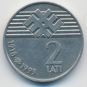 Латвия, 2 лата (1993 г.)