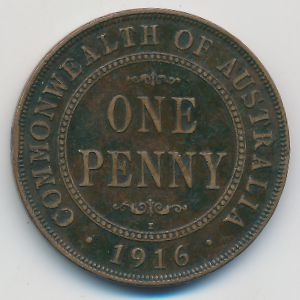 Австралия, 1 пенни (1916 г.)