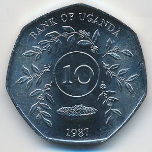 Уганда, 10 шиллингов (1987 г.)