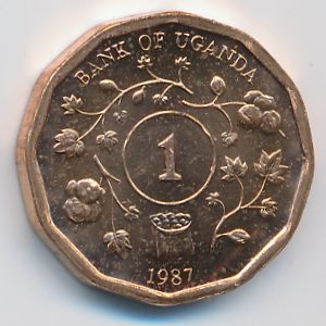 Уганда, 1 шиллинг (1987 г.)