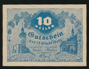 Нотгельды Австрии, 10 геллеров (1920 г.)