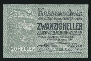 Нотгельды Австрии, 20 геллеров (1920 г.)