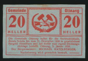 Нотгельды Австрии, 20 геллеров (1920 г.)
