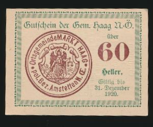 Нотгельды Австрии, 60 геллеров (1920 г.)