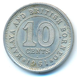 Малайя и Британское Борнео, 10 центов (1961 г.)