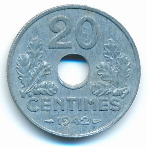 Франция, 20 сантимов (1942 г.)