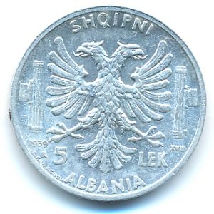 Албания, 5 лек (1939 г.)