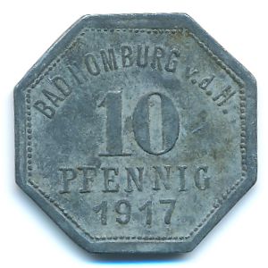 Хомбург., 10 пфеннигов (1917 г.)