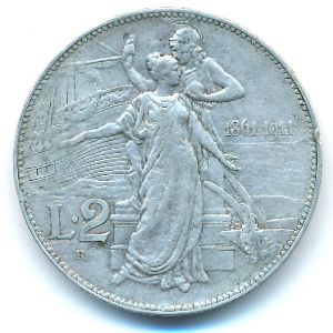 Италия, 2 лиры (1911 г.)