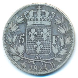 Франция, 5 франков (1824 г.)