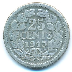 Нидерланды, 25 центов (1915 г.)