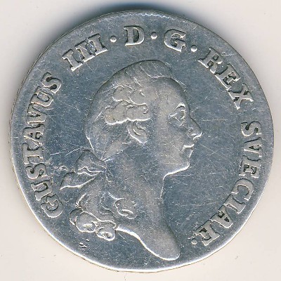 Sweden, 1/3 riksdaler, 1778–1789