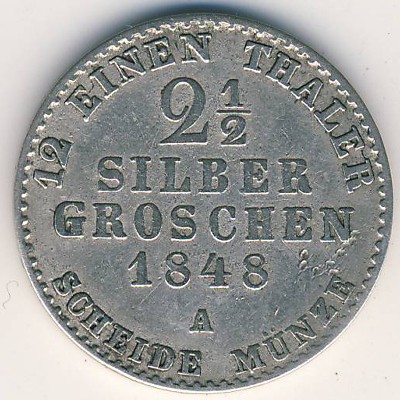Пруссия, 2 1/2 гроша (1848 г.)