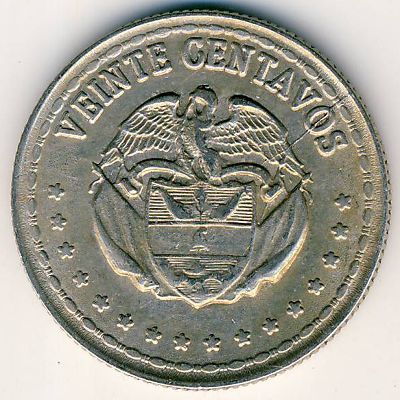 Colombia, 20 centavos, 1966