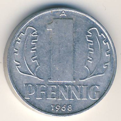 ГДР, 1 пфенниг (1968 г.)