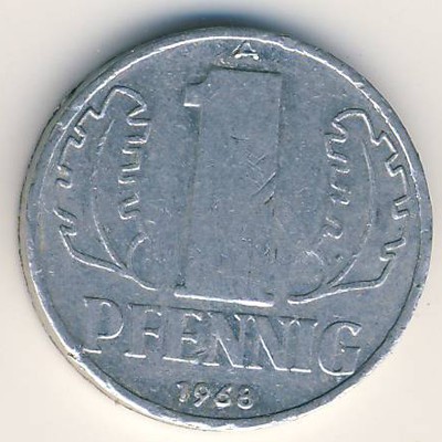 ГДР, 1 пфенниг (1968 г.)
