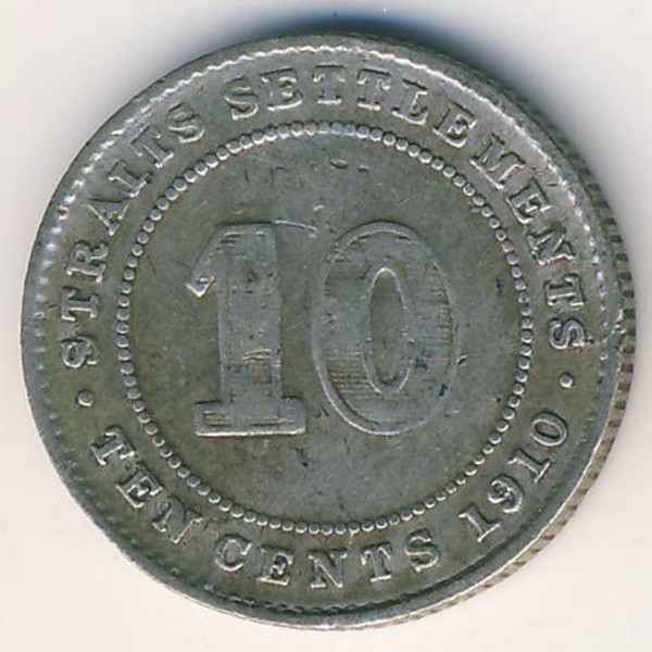 Стрейтс-Сетлментс, 10 центов (1910 г.)