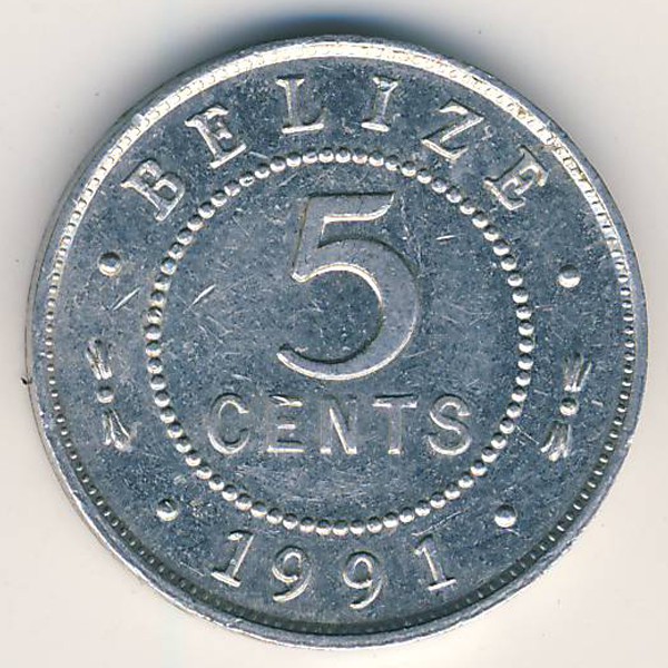 Белиз, 5 центов (1991 г.)