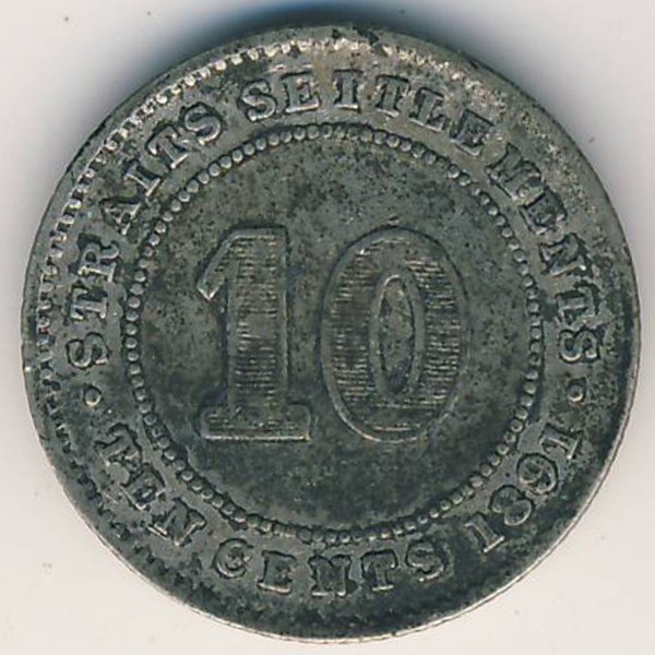 Стрейтс-Сетлментс, 10 центов (1891 г.)