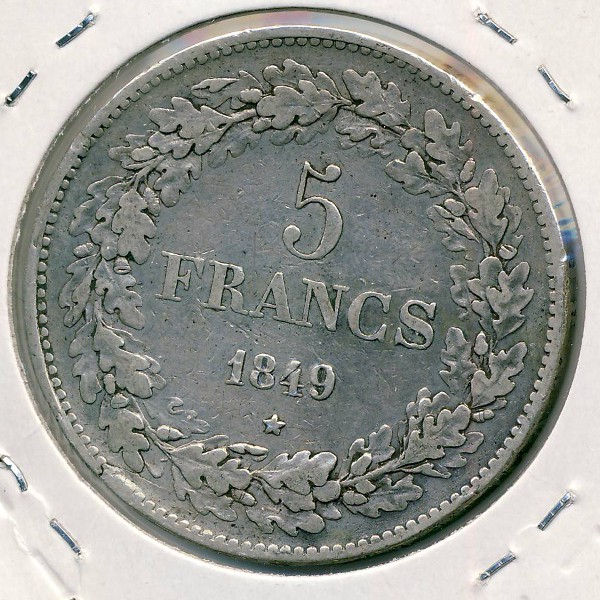 Бельгия, 5 франков (1849 г.)