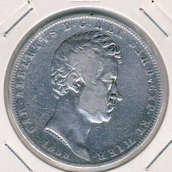 Сардиния, 5 лир (1838 г.)