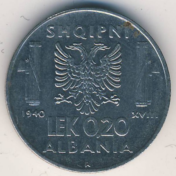 Албания, 0,20 лек (1940 г.)