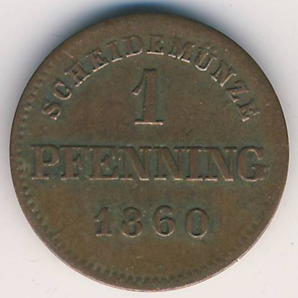 Бавария, 1 пфеннинг (1860 г.)