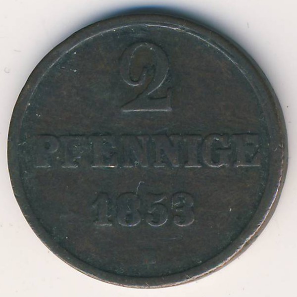 Ганновер, 2 пфеннига (1853 г.)