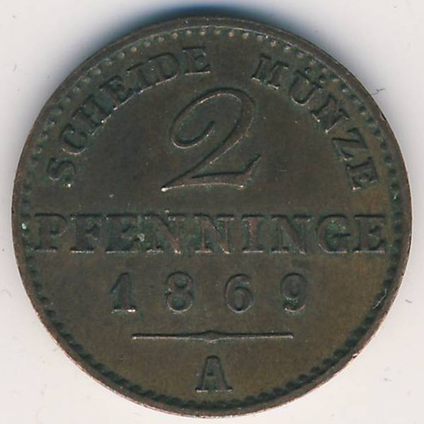 Пруссия, 2 пфеннинга (1869 г.)
