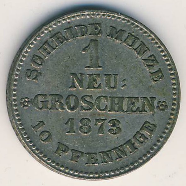 Саксония, 1 новый грош (1873 г.)