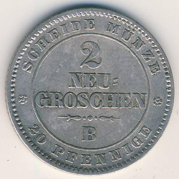 Саксония, 2 новых гроша (1866 г.)