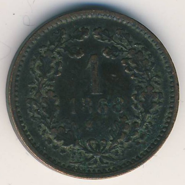 Венгрия, 1 крейцер (1868 г.)