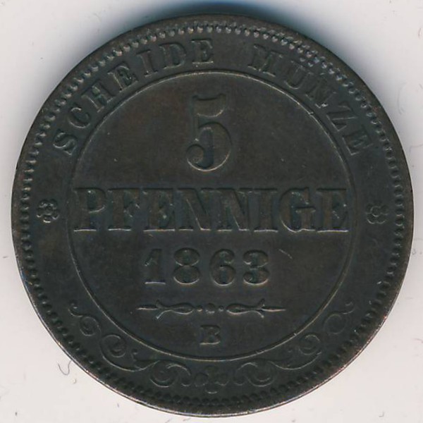Саксония, 5 пфеннигов (1863 г.)