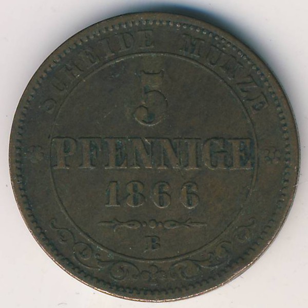 Саксония, 5 пфеннигов (1866 г.)